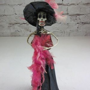 Skeleton Day of the Dead Lady in Black Dress Handmade